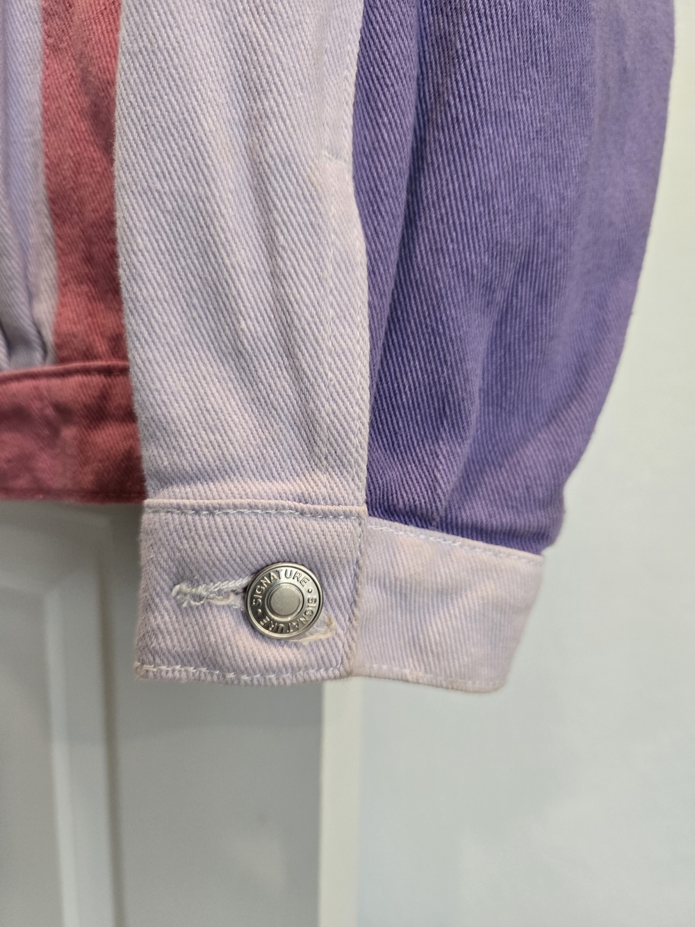 Signature8 Pink and Lavender Colorblock Denim Jacket - Picture 11 of 11